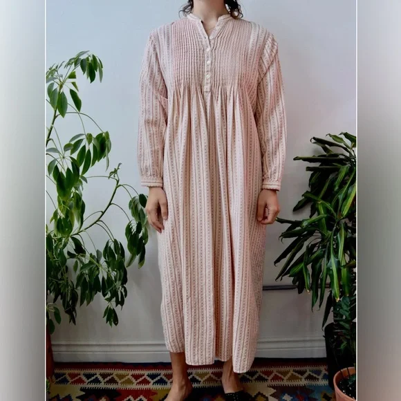 Vintage L.L. Bean Red and Cream Striped cotton night gown size XL - Picture 2 of 5